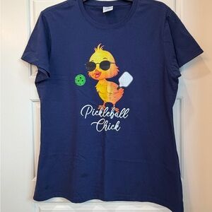 Port and Company Navy Tee with Blue Logo Print
